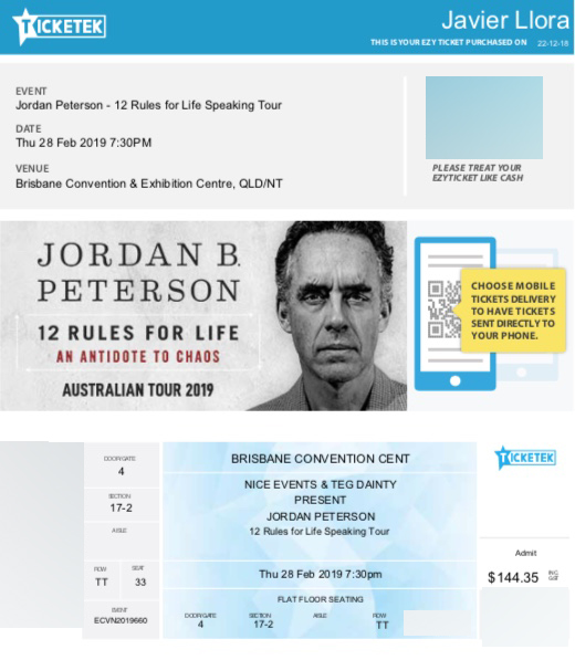 Dr Jordan Peterson Brisbane Ticket 2019