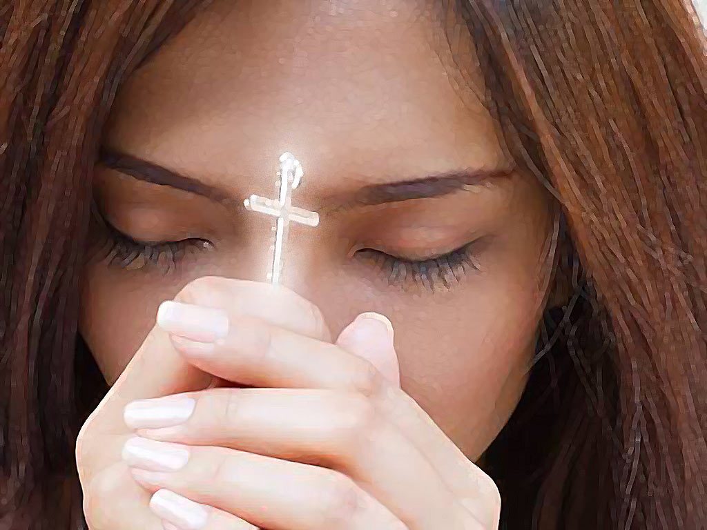 Girl Praying Church